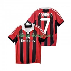 Camisola AC Milan ROBINHO 7 2012 2013 Retro Homem Equipamento Primeiro Manga Curta